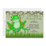 CUTE Sweet Green Frog Vines Jungle Birthday Personalized Announcement