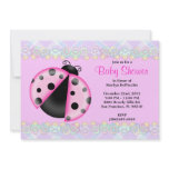 CUTE Sweet Pink Lady Bug Baby Shower Personalized Announcement