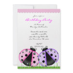 CUTE Sweet Pink Lady Bug Birthday Party Personalized Invitation