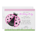 CUTE Sweet Pink Lady Bug Birthday Party Announcements