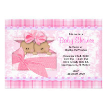 CUTE Sweet PINK Twins Baby Shower Invitation