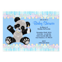 CUTE Sweet Plush Baby Panda Bear Baby Shower Personalized Invitations