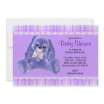 CUTE Sweet Plush Purple Bunny Rabbit Baby Shower Announcement
