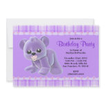 CUTE Sweet Plush Purple Teddy Bear Birthday Custom Invitation