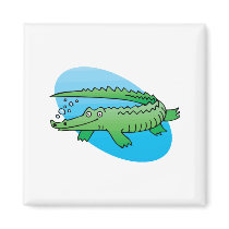 cute swimming alligator refrigerator magnet