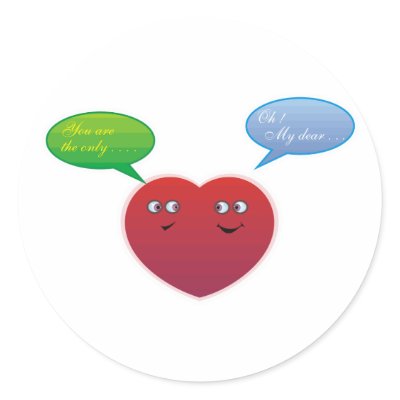 cute talking conversation heart round stickers by doonidesigns