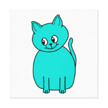 Cute Teal Cat. Stretched Canvas Prints