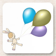 Cute Teddy and Balloons Cartoon Art Beverage Coasters
