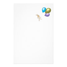 Cute Teddy and Balloons Cartoon Art Customized Stationery
