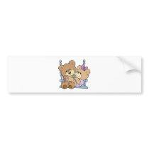 cute teddy bear couple romance on bench swing bumper stickers
