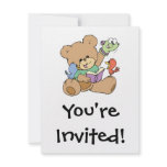 cute teddy bear imagination reading book with pupp invites