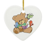 cute teddy bear imagination reading book with pupp christmas tree ornaments