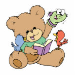 cute teddy bear imagination reading book with pupp photo sculptures