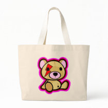 Cute teddy bear in rock style on bag