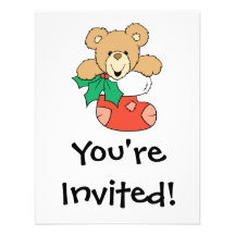 Cute Teddy Bear in Stocking Announcements