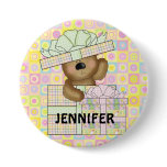 Cute Teddy Bear on pastel background button badges