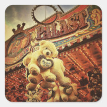 Cute Teddy Bears at the Carnival Square Sticker