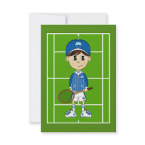 Cute Tennis Boy RSVP Card Announcements