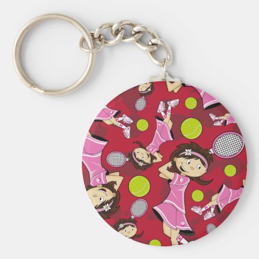 Cute Tennis Girl Keychain
