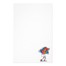 Cute Tennis Girl Stationery Paper