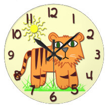 Cute Tiger Kid's Round Wall Clock