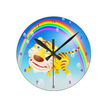 Cute Tiger & Rainbow Clock