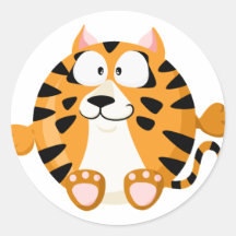Cute tiger round stickers