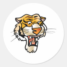 Cute Tiget Round Stickers