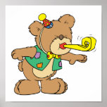 cute time for a party celebration teddy bear desig posters