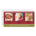 Cute Tiny Snowflakes Stripes Christmas Photo Personalized Photo Card