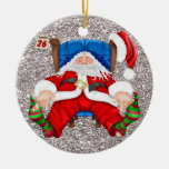 CUTE TIRED Santa Clause Ornament GLITTER  NO MESS