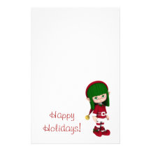 Cute Toon Elf Holiday Stationery
