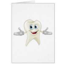 Cute tooth dental mascot greeting card