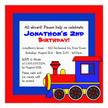 Cute Train Theme Kids Birthday Invite