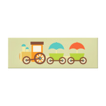 Cute Train Wrapped Canvas Kids Wall Decor Baby Stretched Canvas Print