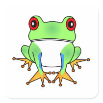 Cute Tree Frog Cartoon Square Stickers