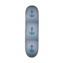 Cute Trendy Blue Paper Heart Anchor Skate Board Deck