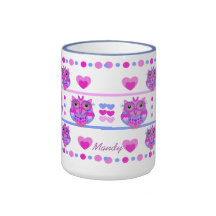 Cute trendy mug with Owls and Name