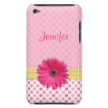 Cute Trendy Pink Gerbera Daisy Polka Dot iPod Case iPod Touch Case-Mate Case