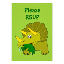 Cute Triceratops Dinosaur Party RSVP Cards Custom Invites