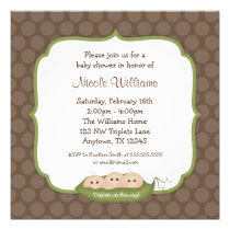 Cute Triplets Pea Pod Baby Shower invitations