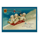 Cute Triplets Sledding Holiday Cards