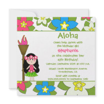 Cute tropical hula girls birthday party invitation
