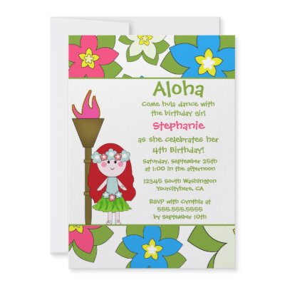 Cute tropical hula girls birthday party invitation by Jamene