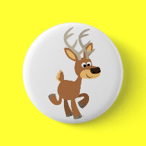 Cute Trotting Cartoon Deer Button Badge