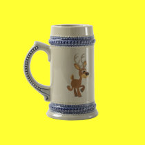 Cute Trotting Cartoon Deer Stein mugs