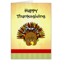 Cute Turkey Happy Thanksgiving Greeting Card