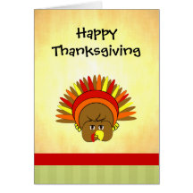 Cute Turkey Happy Thanksgiving Greeting Card