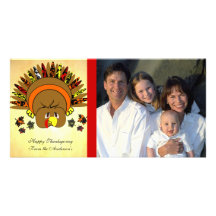 Cute Turkey Thanksgiving Family Photo Card