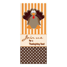 Cute Turkey Thanksgiving Feast Dinner Invitations